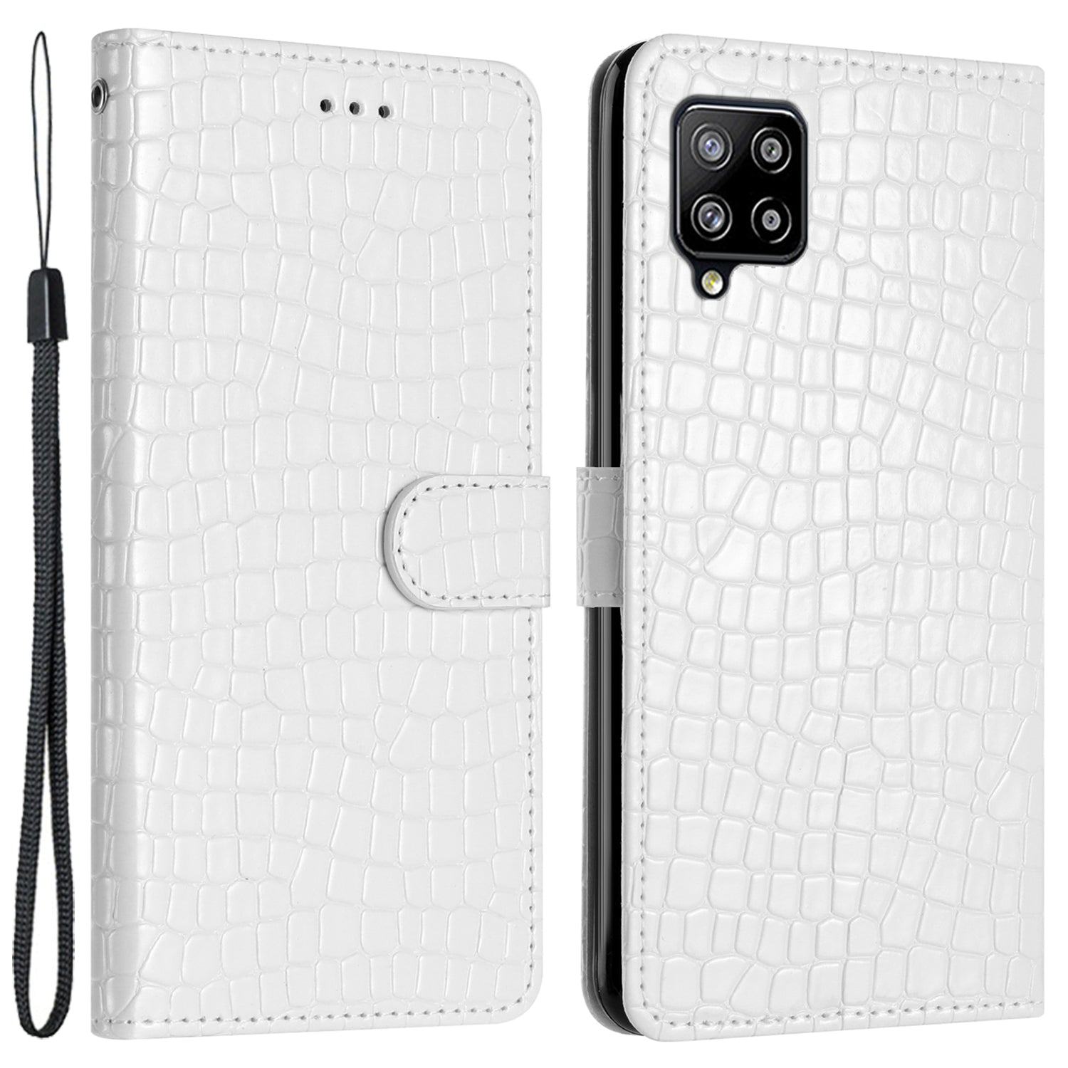 For Samsung Galaxy M32 (Global Version) 4G PU Leather Phone Stand Cover Wallet Crocodile Texture Anti-fall Case with Strap For Samsung Galaxy M32 (Global Version) 4G PU Leather Phone Stand Cover Wallet Crocodile Texture Anti-fall Case with Strap